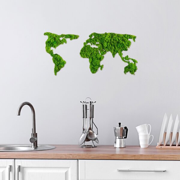 Πίνακας lemn licheni World Πράσινο 70x32 cm