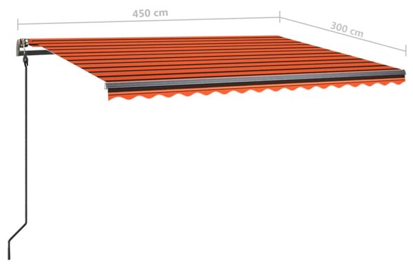 VidaXL Τέντα Συρόμενη Αυτόματη με Στύλους Πορτοκαλί/Καφέ 4,5 x 3 μ