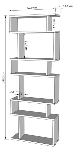 Βιβλιοθήκη Bates, Λευκό, 60x19.6x160 cm
