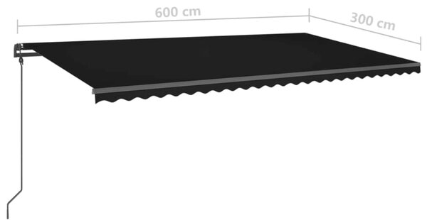 VidaXL Τέντα Συρόμενη Αυτόματη με Στύλους Ανθρακί 6 x 3 μ