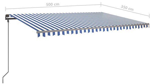 VidaXL Τέντα Συρόμενη Χειροκίνητη με LED Μπλε / Λευκό 5x3,5 μ