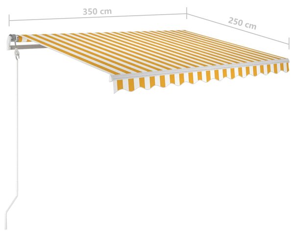 VidaXL Τέντα Συρόμενη Αυτόματη με Στύλους Κίτρινο / Λευκό 3,5x2,5 μ
