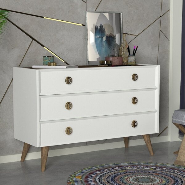 Ντουλάπα Dressing Nadya Λευκό-Walnut