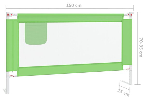 VidaXL Μπάρα Κρεβατιού Προστατευτική Πράσινη 150 x 25 εκ. Υφασμάτινη