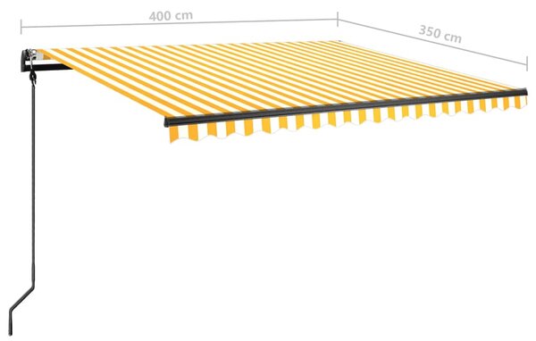 VidaXL Τέντα Αυτόματη με LED & Αισθητήρα Ανέμου Κίτρινο/Λευκό 4x3,5 μ