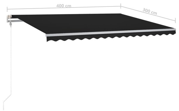 VidaXL Τέντα Συρόμενη Χειροκίνητη με LED Ανθρακί 4x3 μ