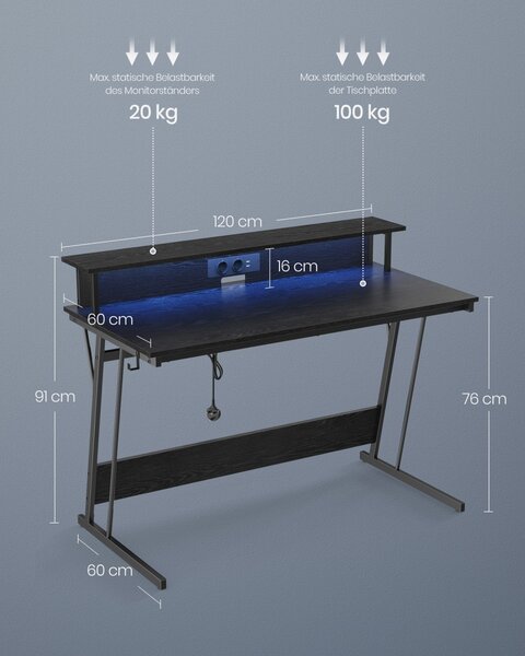 Γραφείο Vasagle Μαύρο 120x60x91 cm