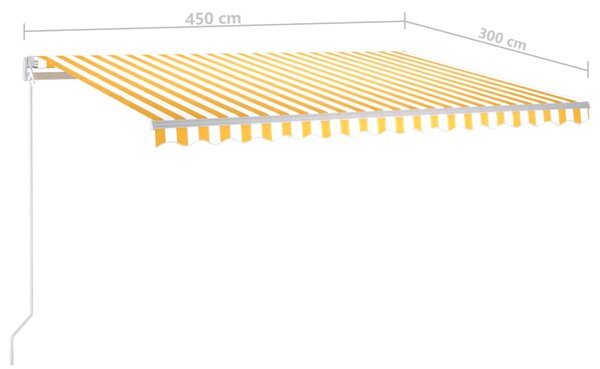 VidaXL Τέντα Αυτόματη με LED & Αισθητήρα Ανέμου Κίτρινο/Λευκό 4,5x3 μ