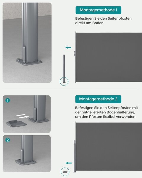 Πλευρική τέντα Songmics Γκρι 160x300 cm