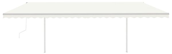 VidaXL Τέντα Συρόμενη Αυτόματη με Στύλους Κρεμ 6 x 3 μ