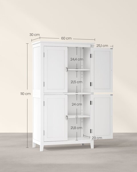 Ντουλάπι Μπάνιου Vasagle Λευκό 60x30x110 cm