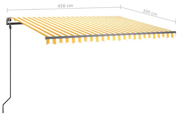 VidaXL Τέντα Συρόμενη Χειροκίνητη με LED Κίτρινο / Λευκό 4,5x3 μ