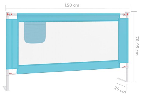 VidaXL Μπάρα Κρεβατιού Προστατευτική Μπλε 150 x 25 εκ. Υφασμάτινη