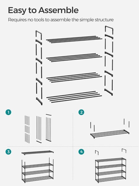 Παπουτσοθήκη Songmics Μαύρο 30x92x74 cm