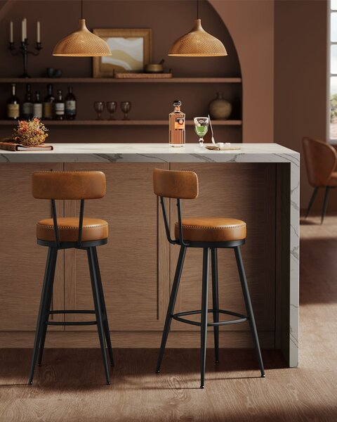 Σετ 2 σκαμπό μπαρ Vasagle Καφέ 56x56x101.5 cm