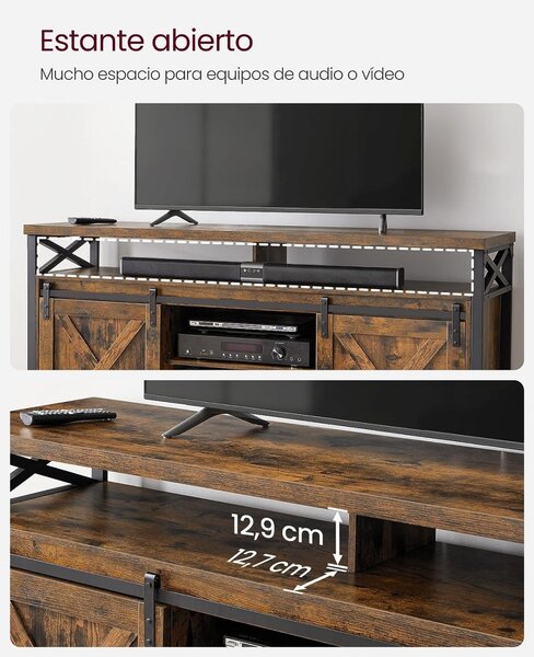 Έπιπλο TV, Vasagle, Καφέ-Μαύρο, 147x40x76 cm