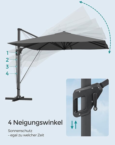 Ομπρέλα βεράντας Songmics Γκρι 300x300x260 cm