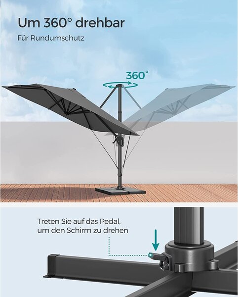 Ομπρέλα βεράντας Songmics Γκρι 300x300x260 cm