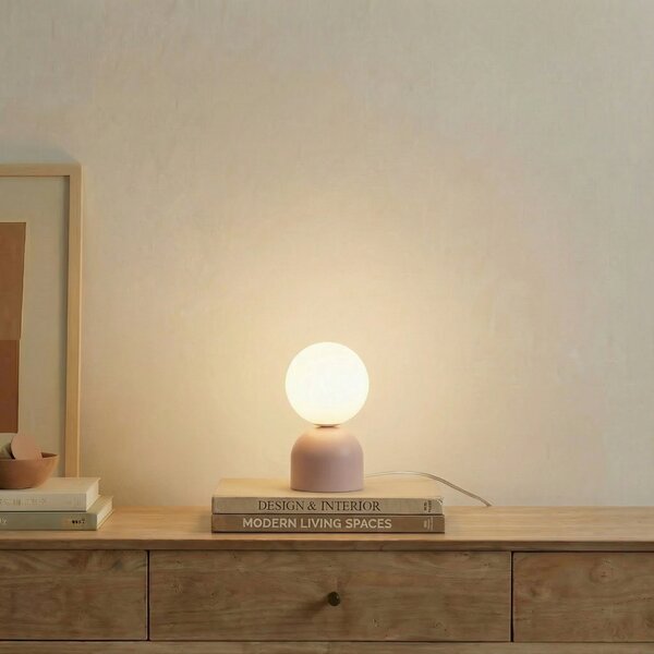 TK Lighting Επιτραπέζιο φωτιστικό Miki, ροζ, γυαλί, ύψος 21 cm, G9, Ροζ / Ροζέ, Παιδικό δωμάτιο, Γυαλί, Νεανική διαβίωση