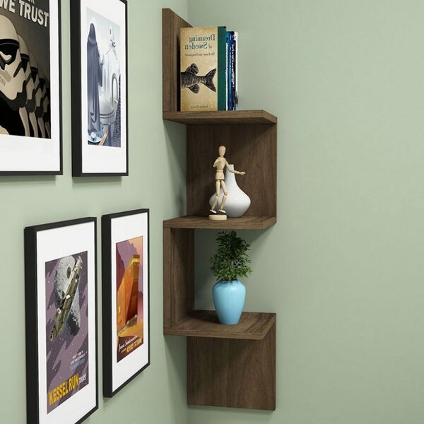 Κρεμαστό γωνιακό ράφι Insta Walnut 25x25x105.5 cm