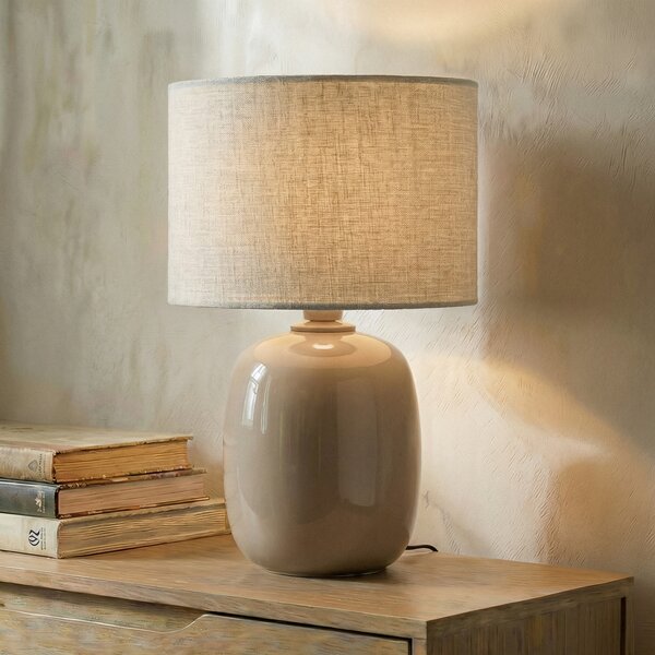 TK Lighting Λάμπα τραπεζιού Melody, άμμος, ύφασμα, ύψος 48 cm, E27, Μπεζ, Σαλόνι / τραπεζαρία, Ύφασμα / Κλωστοϋφαντουργία