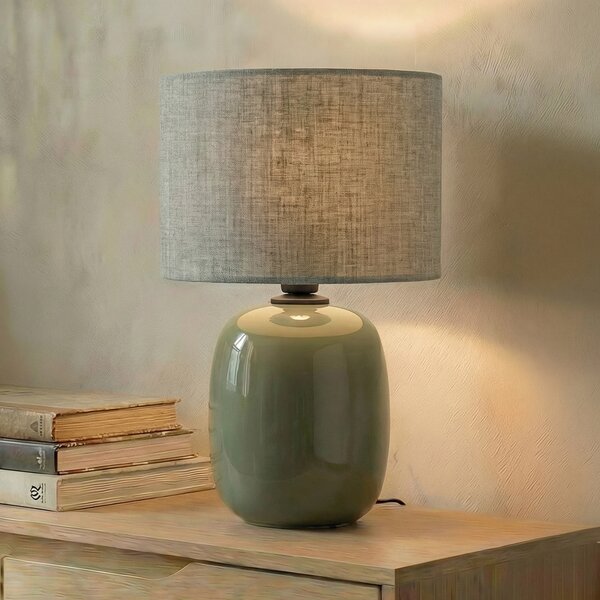 TK Lighting Λάμπα τραπεζιού Melody, λαδί, ύφασμα, ύψος 48 cm, E27, Πράσινο, Σαλόνι / τραπεζαρία, Ύφασμα / Κλωστοϋφαντουργία