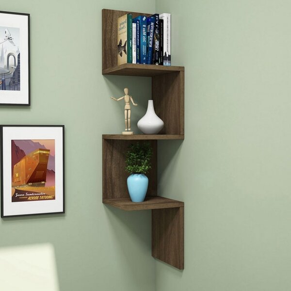 Κρεμαστό γωνιακό ράφι Insta Walnut 25x25x105.5 cm
