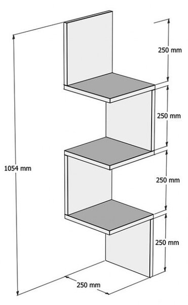 Κρεμαστό γωνιακό ράφι Insta Walnut 25x25x105.5 cm