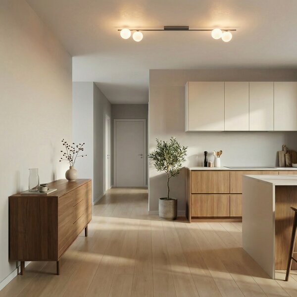 TK Lighting Φωτιστικό οροφής Imelo, καφέ, 4 λάμπες, γυαλί, μήκος 140 cm, ρυθμιζόμενος, Καφέ / Σκουριάς, υπνοδωμάτιο, Γυαλί