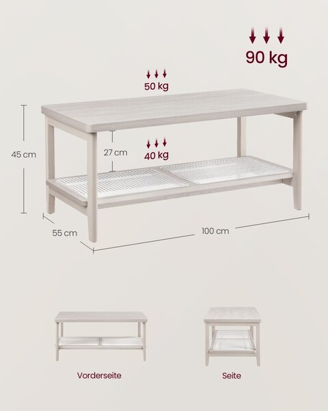 Τραπεζάκι σαλονιού Vasagle Μπεζ 100x55x45 cm