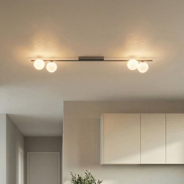 TK Lighting Φωτιστικό οροφής Imelo, καφέ, 4 λάμπες, γυαλί, μήκος 140 cm, ρυθμιζόμενος, Καφέ / Σκουριάς, υπνοδωμάτιο, Γυαλί