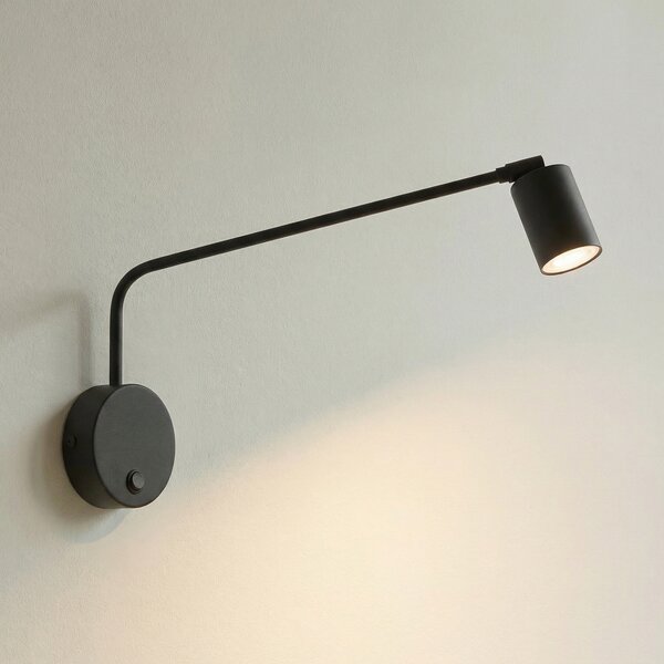 TK Lighting Φωτιστικό τοίχου Nex, μαύρο, μέταλλο, ύψος 27 cm, GU10, ρυθμιζόμενος, Μαύρο, Σαλόνι / τραπεζαρία, Μέταλλο