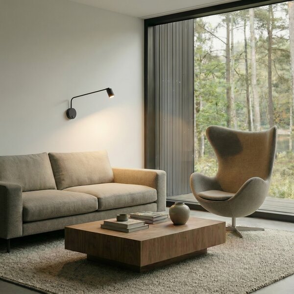 TK Lighting Φωτιστικό τοίχου Nex, μαύρο, μέταλλο, ύψος 27 cm, GU10, ρυθμιζόμενος, Μαύρο, Σαλόνι / τραπεζαρία, Μέταλλο