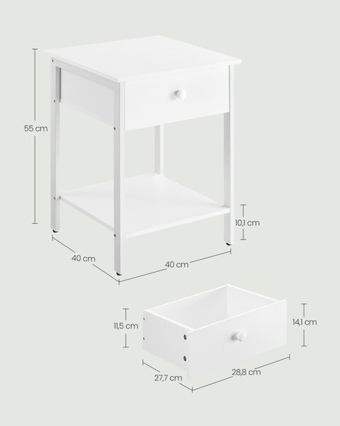 Κομοδίνο Vasagle Λευκό 40x40x55 cm
