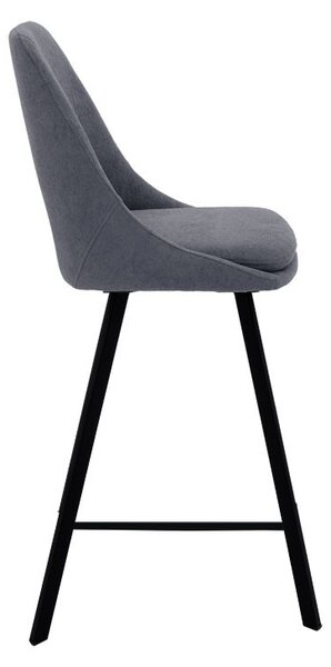 Σκαμπό μπαρ Initiate material teddy σκούρο γκρι με πόδια metalice negre 48x56x98 cm