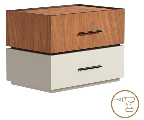 Κομοδίνο Sonlen MDF απόχρωση Καρυδιά-Μπεζ 60x40x44.5 cm
