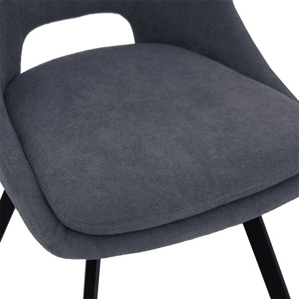 Σκαμπό μπαρ Initiate material teddy σκούρο γκρι με πόδια metalice negre 48x56x98 cm