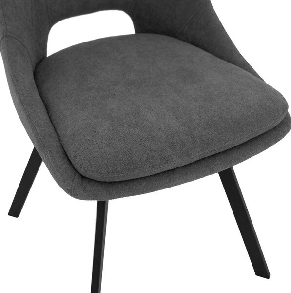 Καρέκλα Initiate material teddy σκούρο γκρι πόδια metalice negre 48x57x85 cm