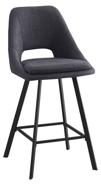 Σκαμπό μπαρ Initiate material teddy σκούρο γκρι με πόδια metalice negre 48x56x98 cm