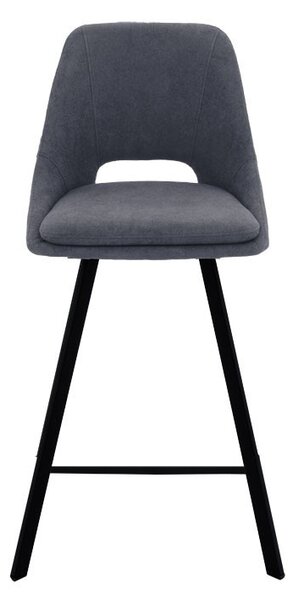 Σκαμπό μπαρ Initiate material teddy σκούρο γκρι με πόδια metalice negre 48x56x98 cm