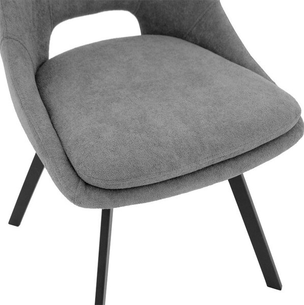 Καρέκλα Initiate material teddy γκρι-μαύρο πόδι μεταλλικό 48x57x85 cm