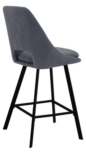 Σκαμπό μπαρ Initiate material teddy σκούρο γκρι με πόδια metalice negre 48x56x98 cm