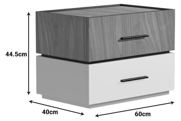 Κομοδίνο Sonlen MDF απόχρωση Καρυδιά-Μπεζ 60x40x44.5 cm