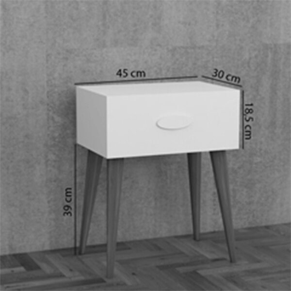 Κομοδίνο Laber Λευκή μελαμίνη 45x30x57.5 cm