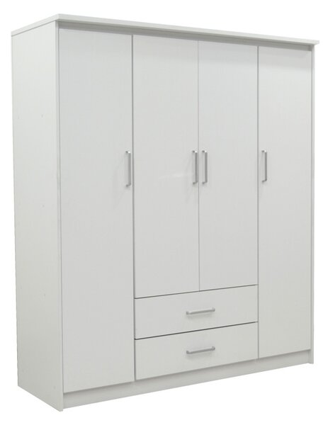 Ντουλάπα Olympus με 4 Πόρτες και Συρτάρια Λευκό 159x57x183 cm