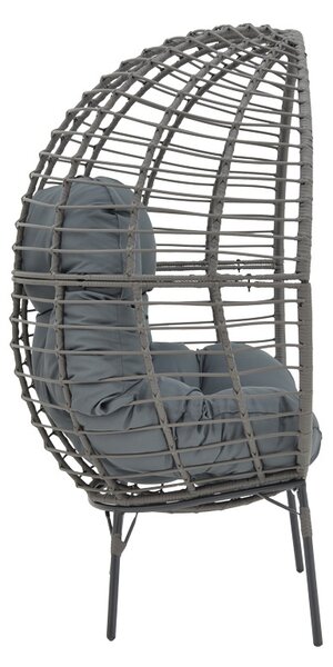 Πολυθρόνα Κήπου Nestie ρατάν πόδια μέταλλο γκρι μαξιλάρι γκρι 102x80x155 cm