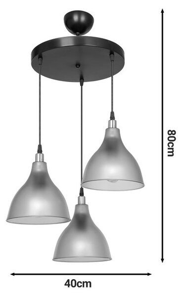 Φωτιστικό οροφής Orazio 3 lumini ambra μαύρο 40x40x80 cm