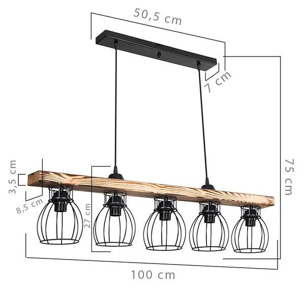 Φωτιστικό οροφής Jazzy 27 καρυδί-μαύρο 100x12x75 cm