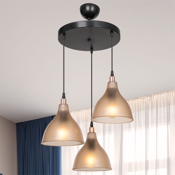 Φωτιστικό οροφής Orazio 3 lumini ambra μαύρο 40x40x80 cm