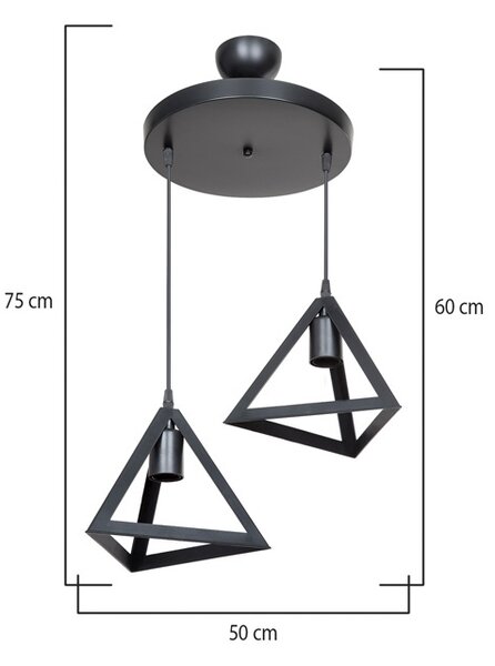 Δίφωτο φωτιστικό οροφής Kecha plastic PP μαύρη 50x50x22+ cm